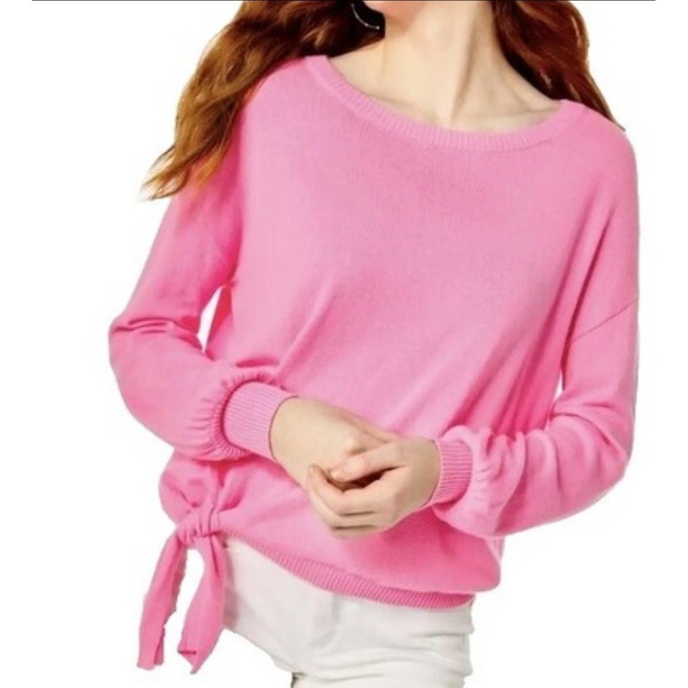 Lilly Pulitzer Sweater Women XL Pink Side Tie Pullover Preppy Resort
